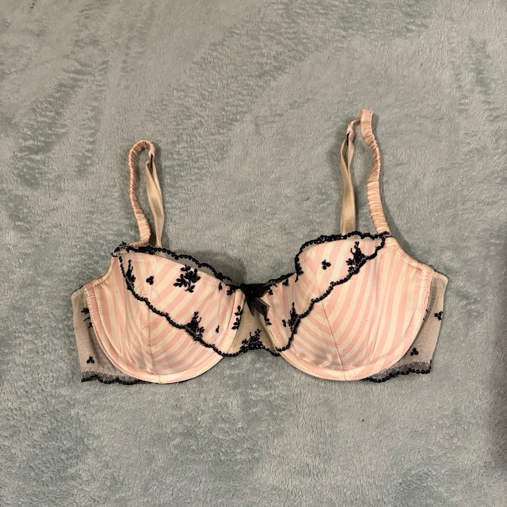 Victoria's Secret Striped Pink and Black Bra